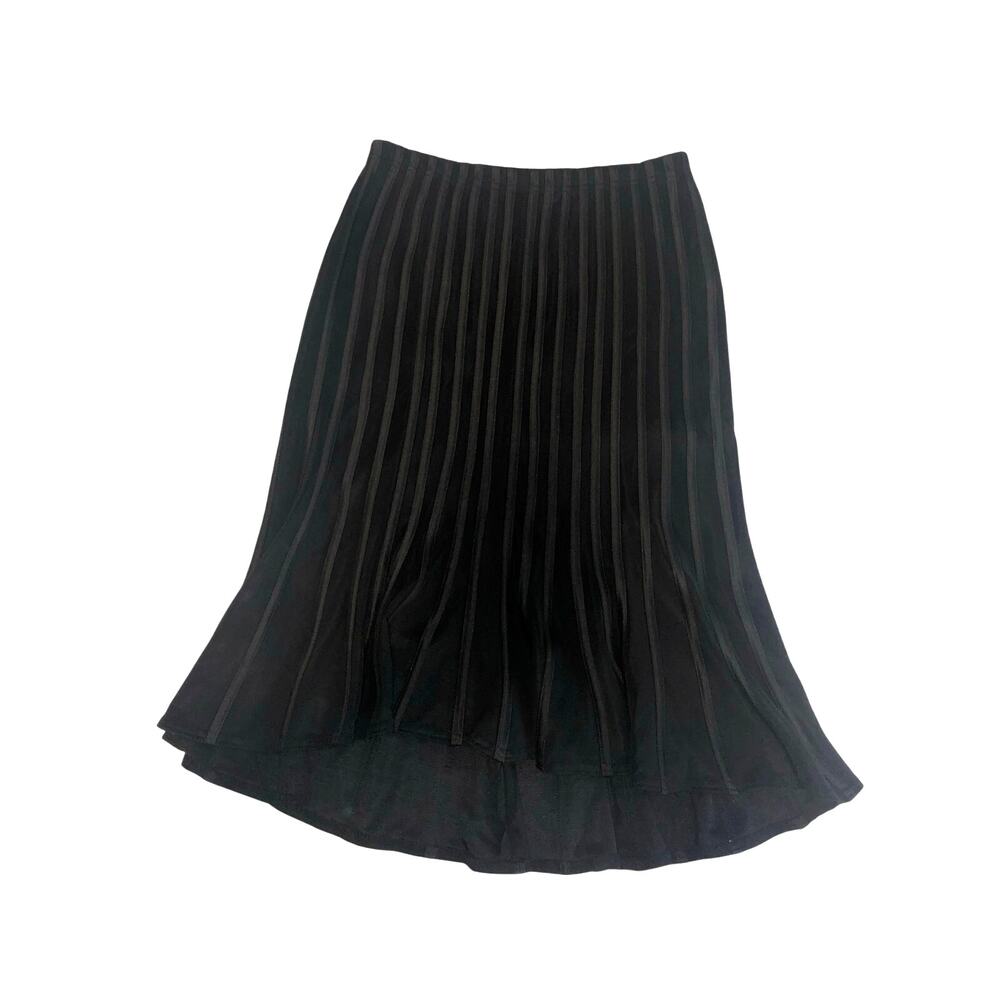 Vintage Joseph Ribkoff Skirt Size M Black Hi Low Tulip Structured Ribbed 1985